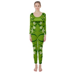 Floral Folk Damask Pattern  Long Sleeve Catsuit by Eskimos