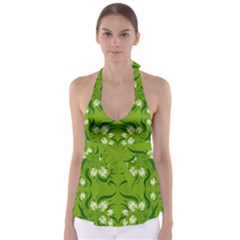 Floral Folk Damask Pattern  Babydoll Tankini Top by Eskimos