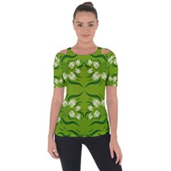 Floral Folk Damask Pattern  Shoulder Cut Out Short Sleeve Top by Eskimos