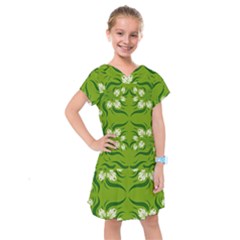 Floral Folk Damask Pattern  Kids  Drop Waist Dress by Eskimos