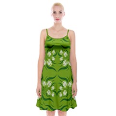 Floral Folk Damask Pattern  Spaghetti Strap Velvet Dress by Eskimos