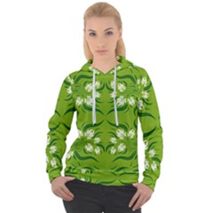 Floral Folk Damask Pattern  Women s Overhead Hoodie