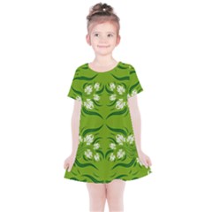 Floral Folk Damask Pattern  Kids  Simple Cotton Dress by Eskimos