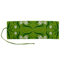 Floral Folk Damask Pattern  Roll Up Canvas Pencil Holder (m) by Eskimos