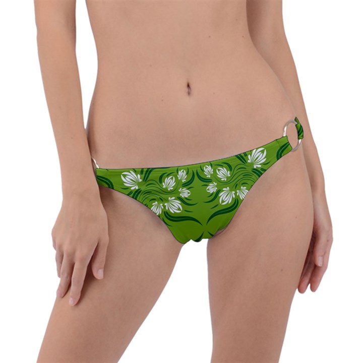 Floral folk damask pattern  Ring Detail Bikini Bottom