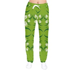 Floral Folk Damask Pattern  Women Velvet Drawstring Pants by Eskimos