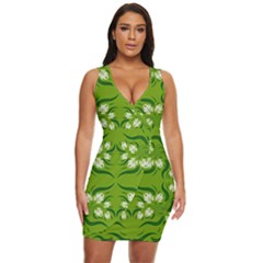 Floral Folk Damask Pattern  Draped Bodycon Dress by Eskimos