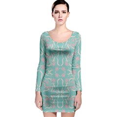 Floral Folk Damask Pattern  Long Sleeve Bodycon Dress by Eskimos