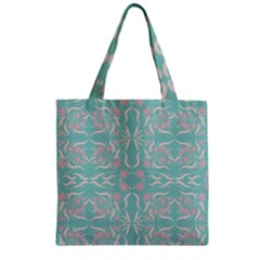 Floral Folk Damask Pattern  Zipper Grocery Tote Bag by Eskimos