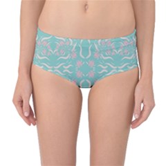 Floral Folk Damask Pattern  Mid-waist Bikini Bottoms by Eskimos