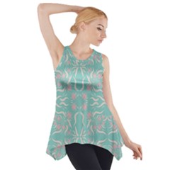 Floral Folk Damask Pattern  Side Drop Tank Tunic by Eskimos