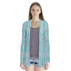 Floral Folk Damask Pattern  Drape Collar Cardigan by Eskimos