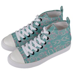 Floral Folk Damask Pattern  Women s Mid-top Canvas Sneakers by Eskimos