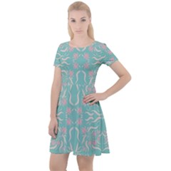 Floral Folk Damask Pattern  Cap Sleeve Velour Dress  by Eskimos