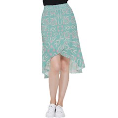 Floral Folk Damask Pattern  Frill Hi Low Chiffon Skirt by Eskimos