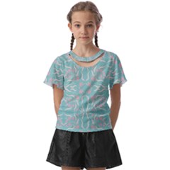 Floral Folk Damask Pattern  Kids  Front Cut Tee by Eskimos