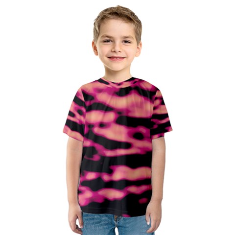 Pink  Waves Abstract Series No2 Kids  Sport Mesh Tee by DimitriosArt