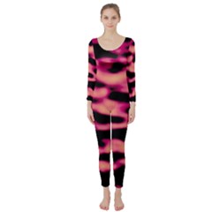 Pink  Waves Abstract Series No2 Long Sleeve Catsuit by DimitriosArt