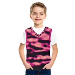 Pink  Waves Abstract Series No2 Kids  Basketball Tank Top by DimitriosArt