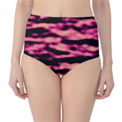 Pink  Waves Abstract Series No2 Classic High-waist Bikini Bottoms by DimitriosArt