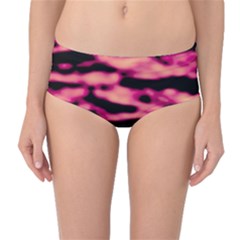 Pink  Waves Abstract Series No2 Mid-waist Bikini Bottoms by DimitriosArt