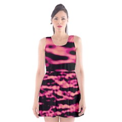 Pink  Waves Abstract Series No2 Scoop Neck Skater Dress by DimitriosArt