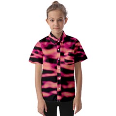 Pink  Waves Abstract Series No2 Kids  Short Sleeve Shirt by DimitriosArt