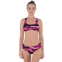 Pink  Waves Abstract Series No2 Criss Cross Bikini Set by DimitriosArt