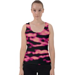 Pink  Waves Abstract Series No2 Velvet Tank Top by DimitriosArt