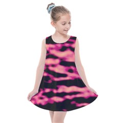 Pink  Waves Abstract Series No2 Kids  Summer Dress by DimitriosArt