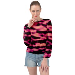 Pink  Waves Abstract Series No2 Banded Bottom Chiffon Top by DimitriosArt