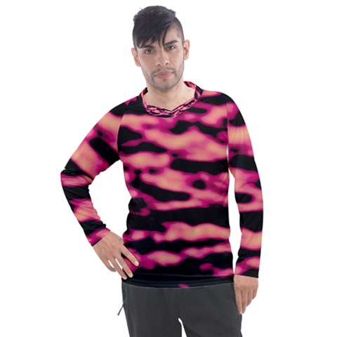 Pink  Waves Abstract Series No2 Men s Pique Long Sleeve Tee by DimitriosArt