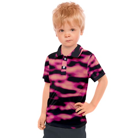 Pink  Waves Abstract Series No2 Kids  Polo Tee by DimitriosArt