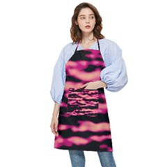 Pink  Waves Abstract Series No2 Pocket Apron by DimitriosArt