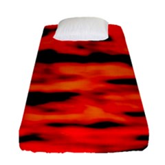 Red  Waves Abstract Series No16 Fitted Sheet (single Size) by DimitriosArt