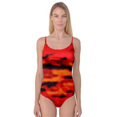 Red  Waves Abstract Series No16 Camisole Leotard  by DimitriosArt