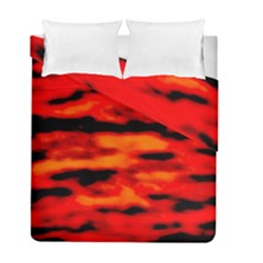 Red  Waves Abstract Series No16 Duvet Cover Double Side (full/ Double Size) by DimitriosArt