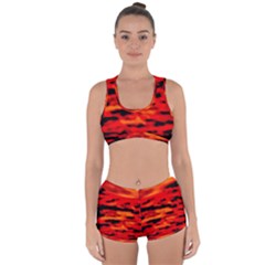 Red  Waves Abstract Series No16 Racerback Boyleg Bikini Set by DimitriosArt