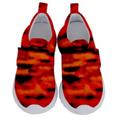 Red  Waves Abstract Series No16 Kids  Velcro No Lace Shoes by DimitriosArt