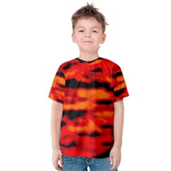 Red  Waves Abstract Series No16 Kids  Cotton Tee