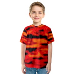 Red  Waves Abstract Series No16 Kids  Sport Mesh Tee