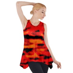 Red  Waves Abstract Series No16 Side Drop Tank Tunic by DimitriosArt