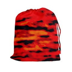 Red  Waves Abstract Series No16 Drawstring Pouch (2xl) by DimitriosArt