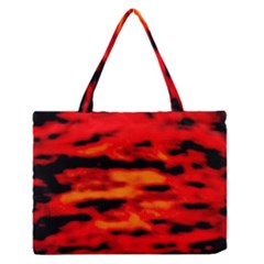 Red  Waves Abstract Series No16 Zipper Medium Tote Bag by DimitriosArt