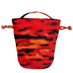 Red  Waves Abstract Series No16 Drawstring Bucket Bag by DimitriosArt