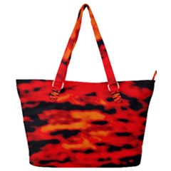 Red  Waves Abstract Series No16 Full Print Shoulder Bag by DimitriosArt