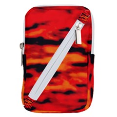 Red  Waves Abstract Series No16 Belt Pouch Bag (large)