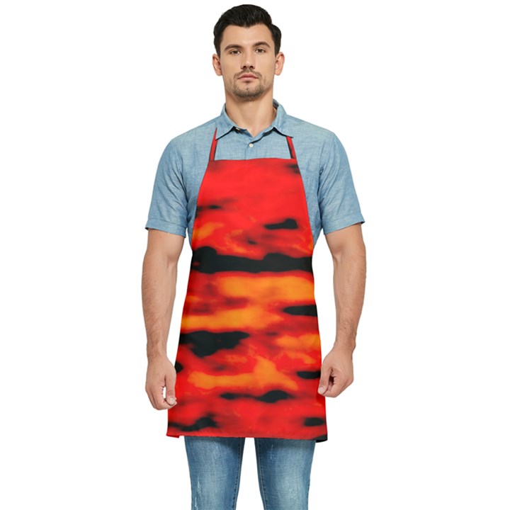 Red  Waves Abstract Series No16 Kitchen Apron