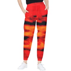 Red  Waves Abstract Series No16 Tapered Pants by DimitriosArt