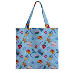 New Year Elements Zipper Grocery Tote Bag by SychEva